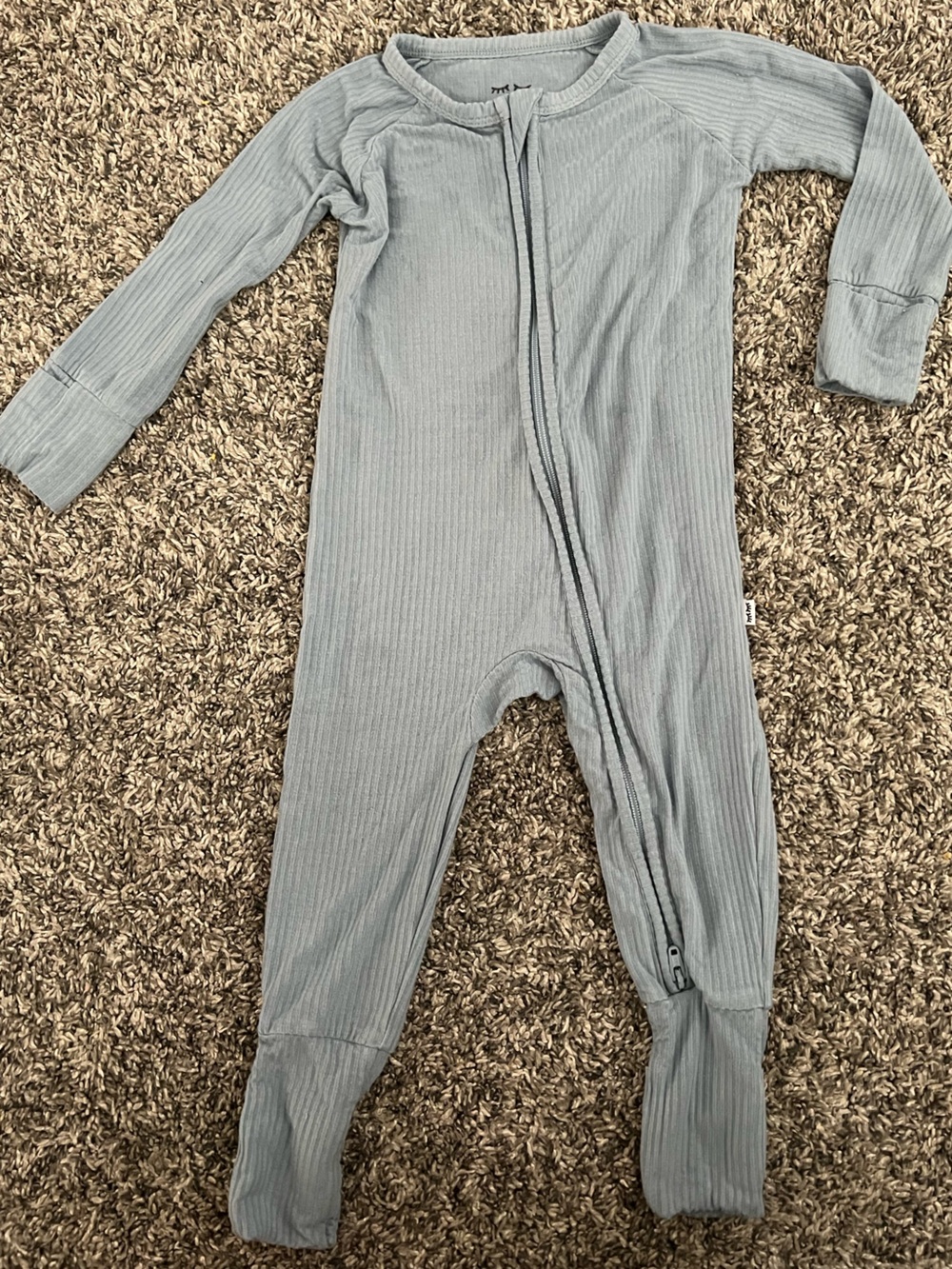 *Flawed* Little Sleepies Light Blue Ribbed Zippy Pajamas 3-6 month